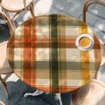 thumbnail image 4 of Round Table Cover 45-54 Inch Orange Green Checked Waterproof Reusable Table Cloth Round Fitted Vinyl Tablecloth with Elastic Edged for Parties Outdoors, Fall Thanksgiving Buffalo Plaid, 4 of 9