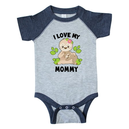 

Inktastic Cute Sloth I Love My Mommy with Green Leaves Gift Baby Boy or Baby Girl Bodysuit