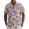 thumbnail image 2 of BUWTTED Shirts for Men USA 250th Anniversary Print Short Sleeve Casual Button Down Summer Loose Fit Beach Hawaiian Pink Shirt L, 2 of 5