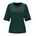 thumbnail image 4 of Babysbule Womens Tops Plus Size Women's Summer Casual Crewneck 3/4 Sleeve T-Shirts Solid Color Loose Fit Cute Basic Tops Tees Blouses, 4 of 5