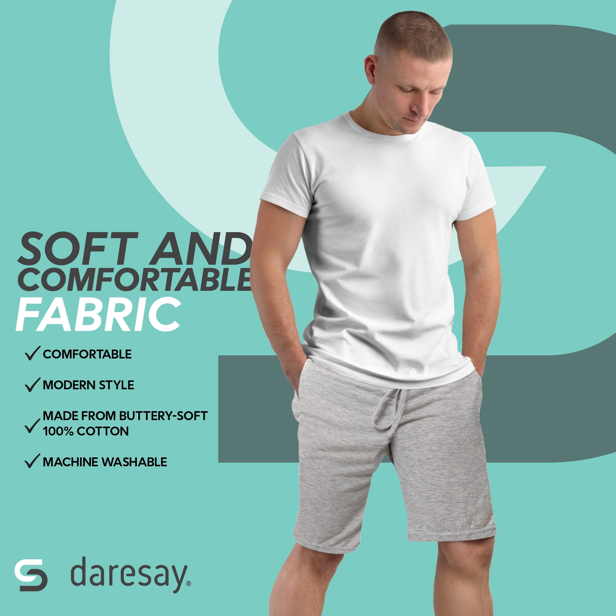 DARESAY Mens Soft Knit Shorts With Adjustable Drawcord And Pockets (Pack Of 3)