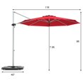 thumbnail image 3 of Costway Parasol Déporté de Patio 11 Pieds Rotation à 360 Degrés Inclinaison en Aluminium Rouge, 3 of 10