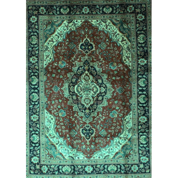 Ahgly Company Indoor Rectangle Persian Turquoise Blue Traditional Area Rugs, 4' x 6'