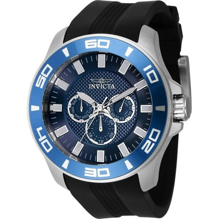 Invicta Men's 37186 Pro Diver Quartz Black Silicone Strap Chronograph Blue Dial Watch