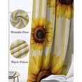thumbnail image 3 of Yellow Sunflower Blackout Curtains for Bedroom Living Room Darkening Curtains 54 Inch Long Beige Vertical Striped Beige Retro Short Curtain for Small Window Treatment Grommet Drapes 42"x54"x2, 3 of 9