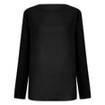 thumbnail image 2 of Early Fall Fashion, Comdrip Ladies' Fashionable Casual Regular Long Sleeved Round Neck Loose Solid Color Top T Shirt Fall Shirts for Women Black 3XL, 2 of 5