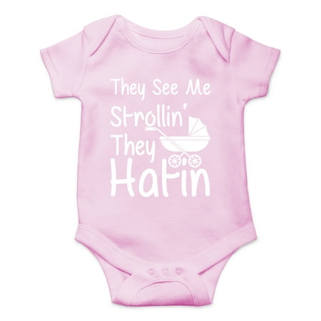 

They See Me Strolli They Hatin - Hip Hop Rap Song Parody - Cute One-Piece Infant Baby Bodysuit