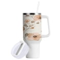 thumbnail image 2 of 40 Oz Car Handle Water Bottle Water Cup Water Bottle Water Jug Coffee Cup Travel Water Bottle Blooming Orange Flower, 2 of 8
