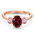 thumbnail image 3 of Gem Stone King 1.85 Ct Red Rhodolite Garnet Pink Lab Grown Diamond 18K Rose Gold Plated Silver Ring, 3 of 6