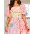 thumbnail image 2 of Women's Printed Square Neck Puff Sleeve Dress with Smocked Details Not Lined 100% Polyester Fabric Imported Casual, 2 of 8