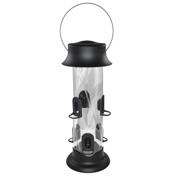 Pennington Earth Smart Black Recycled Resin Triple Swirl Chamber Wild Bird Tube Feeder, 5 lb. Capacity