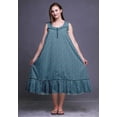 thumbnail image 4 of Bimba Bleu Sarcelle Foncé2 Mélange Nuisettes Colorées à Pois Imprimées en Coton pour Femmes Robe Sans Manches de Nuit Robe Maxi Très Très Grande, 4 of 6