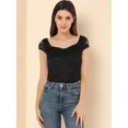 thumbnail image 2 of Blusa de Encaje Frente Fruncido Allegra K Negro S, 2 of 6