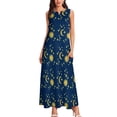 thumbnail image 3 of Robe Lune Glod Imprimé Soleil et Étoiles Robe Maxi Tendance Style de Rue Boho Plage Longues Robes Été Col en V Décontracté Vestido 4TG 5TG, 3 of 5