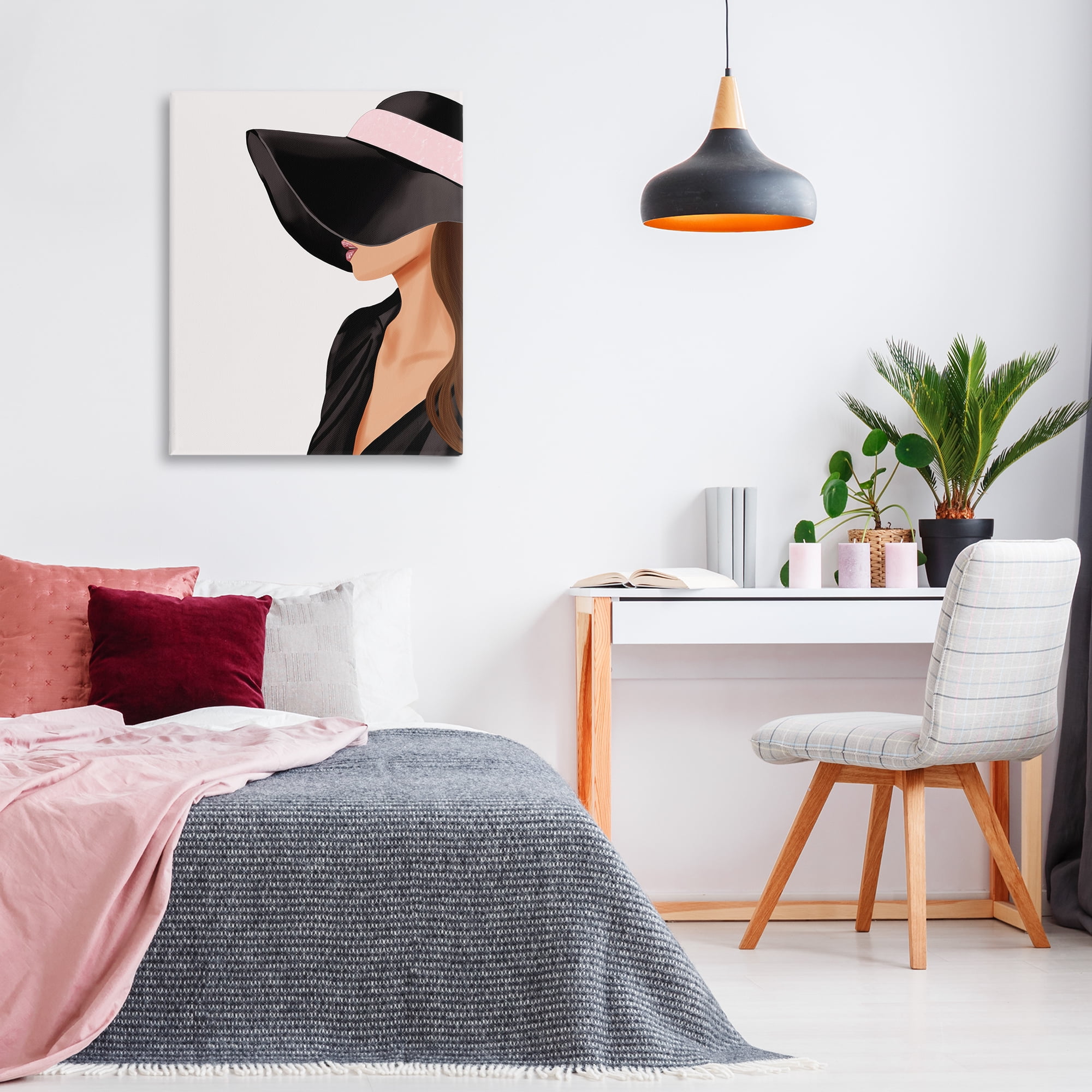 Stupell Industries Shaded Woman Large Hat People Painting Wrapped Canvas Art Print Wall Art, 30 x 40