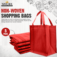 thumbnail image 6 of Novel Box 5 Pack Red Non-Woven Reusable Grocery & Picnic Tote Bags 13x15x10 Inches with Handles - Recyclable, 6 of 7