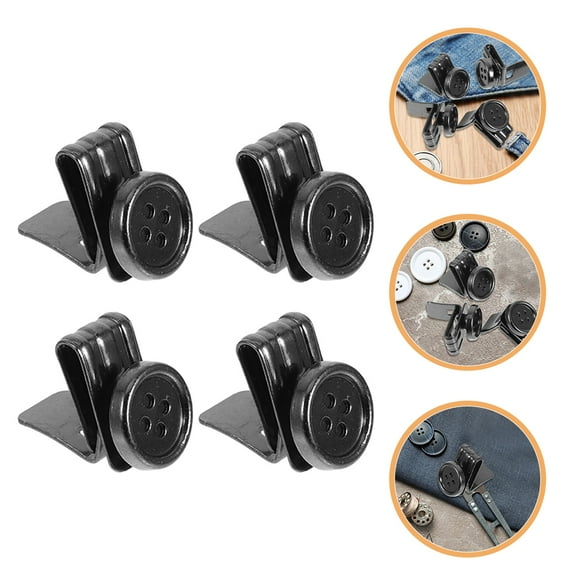UPOUART No Sew Suspenders Clips Durable Metal Clasps for Men Black 4Pcs