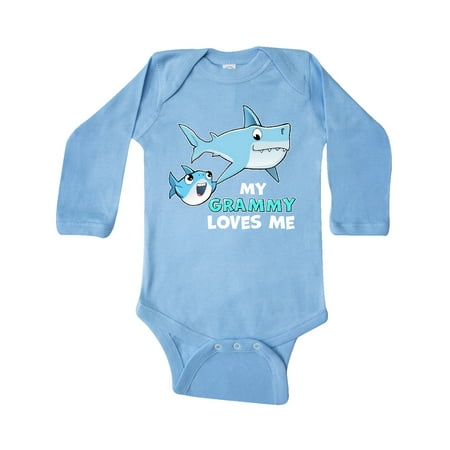 

Inktastic My Grammy Loves Me with Cute Sharks Gift Baby Boy or Baby Girl Long Sleeve Bodysuit