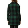 thumbnail image 4 of INSPIRE CHIC Women's Notched Lapel Long Sleeves Double Breasted Plaids Overcoat XS Green, 4 of 9