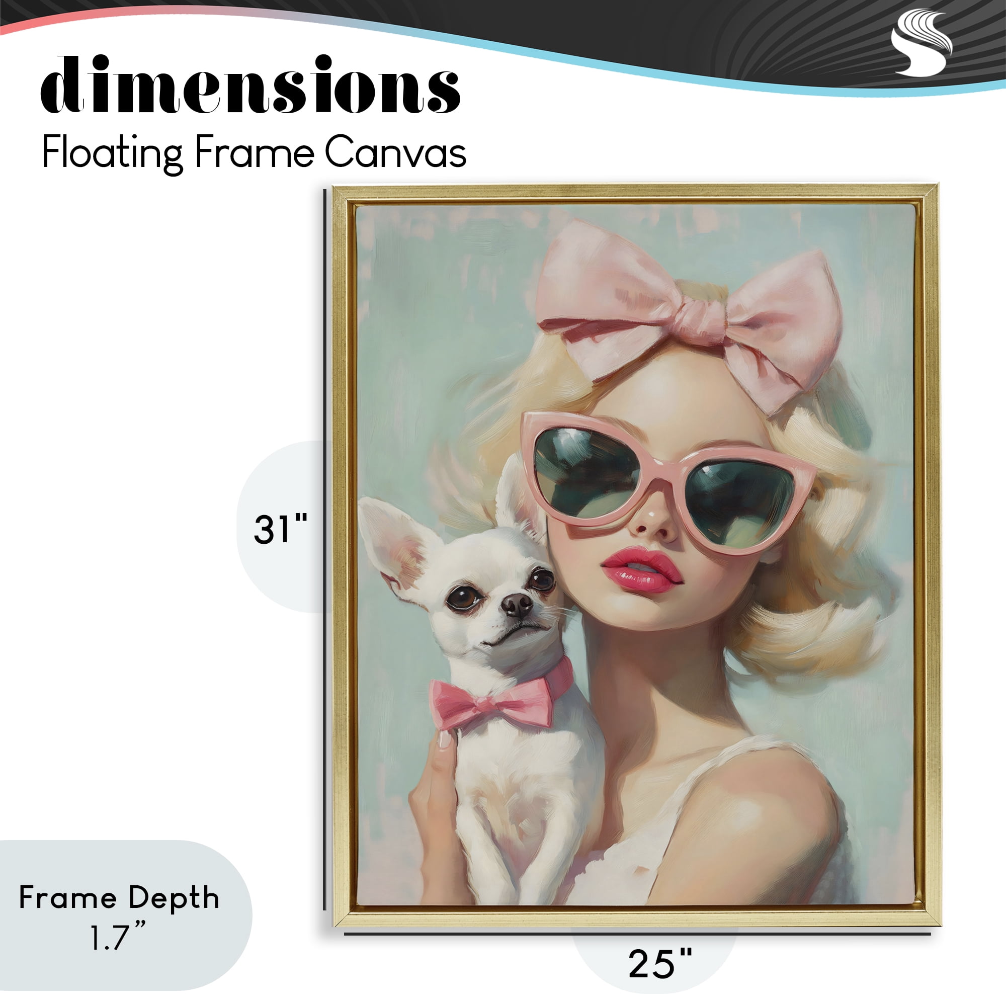 Stupell Industries Girl with Chihuahua Gold Framed Floater Canvas Wall Art, design by The Prints Vibe
