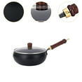 thumbnail image 6 of WeiLaiKeQi Wok Pan Iron Wok 11inch Cooking Pot Multipurpose with Wood Handle for Gas Flat Bottom Stir Fry Pan for Hotel Camping Kitchen, 6 of 9