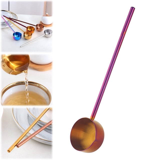 Ladle Long Handle,Heavy Duty Stainless Steel Soup Ladles Cooking Utensils,80ml Metal Gold Wear-resistant Spoon,Kitchen Dipper Spoon Multi-use Cooking Utensil for Hot Oil and Water Soup(Red)