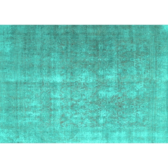 Ahgly Company Machine Washable Indoor Rectangle Persian Turquoise Blue Traditional Area Rugs, 5' x 7'