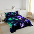 thumbnail image 2 of Erosebridal Galaxy Wolf Comforter Set Queen,Green Purple Moon Starry Sky Bedding Set Adults,Wild Safari Animals Bedding Comforter Sets Trippy Room Decor Boho Quilt Bed Set 3Pcs, 2 of 5