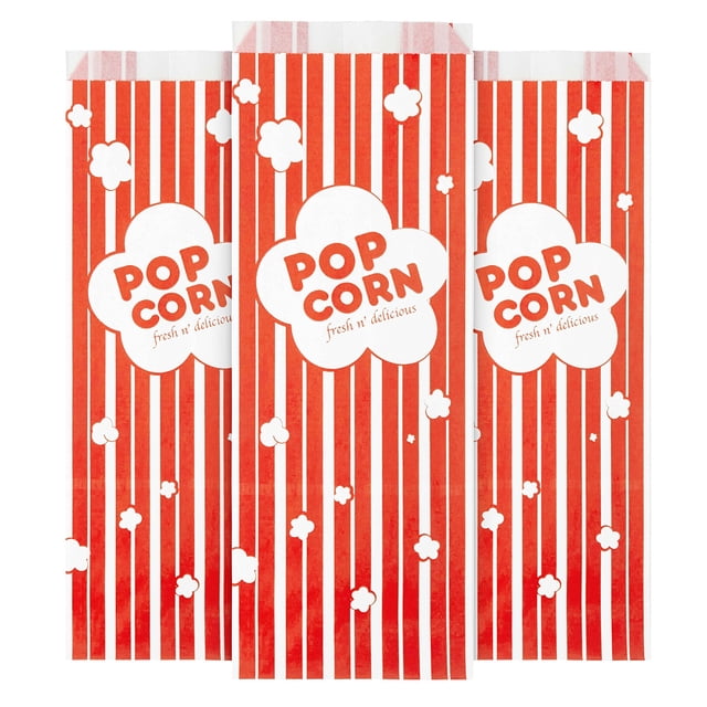 Bolsas para palomitas Stock Your Home, papel de 2 onzas (100 unidades), rojo y blanco