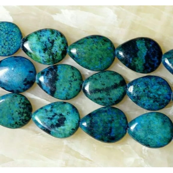 EOEMY 13X18mm Azurite Chrysocolla Teardrop Gemstone Loose Bead 15''Aaa
