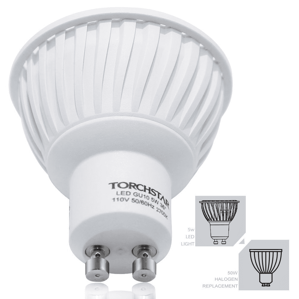 10 Pack 5W (50W Eqv.) GU10 LED Bulb, UL-listed 2700K Soft White LED Spotlight, 36 Degree Beam Angle GU10 Base for Home, Recessed, Accent, Landscape, Track Lighting, Non-Dimmable