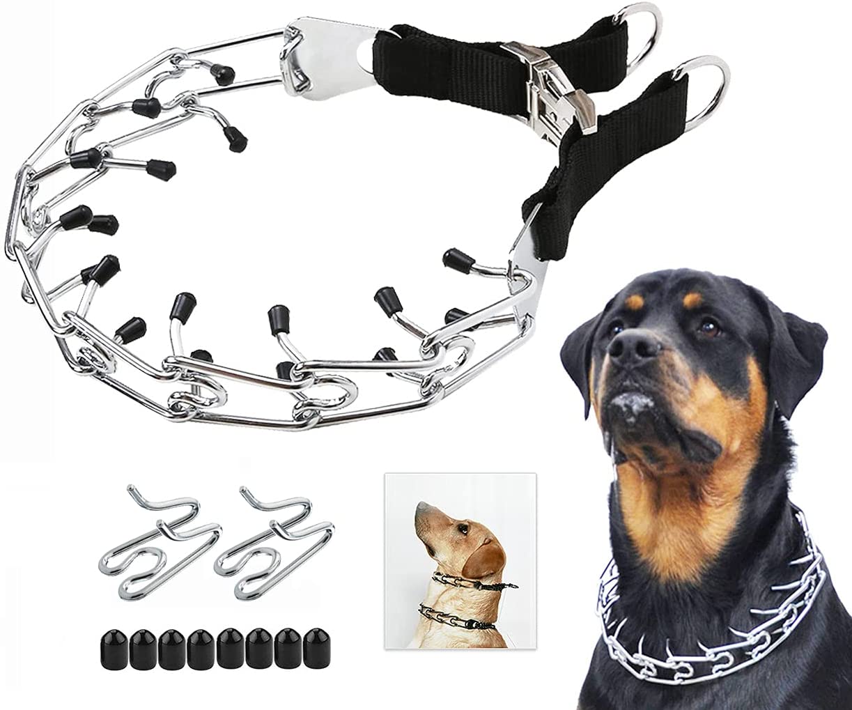 Prong Collar for Medium and Large Dogs Pinch Collar for Dogs No Pull Choke Collar with Quick Release Metal Buckle