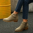 thumbnail image 5 of Wensltd Ankle Boots for Women Low Heel Round Toe Short Booties with Side Zipper Fall Winter Suede Boots, 5 of 9