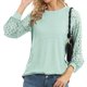 thumbnail image 4 of Tops de manga de encaje hueco,Blusa larga de cuello redondo con empalme de encaje hueco Camisa de manga larga hueca Eficiencia óptima, 4 of 7