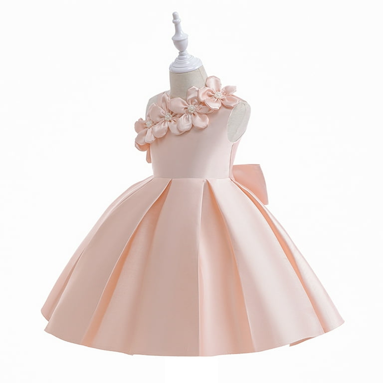 open lace back dress Cute Baby Girl Baptism Dress Toddler First Birthday Party Princess Dress main image 0