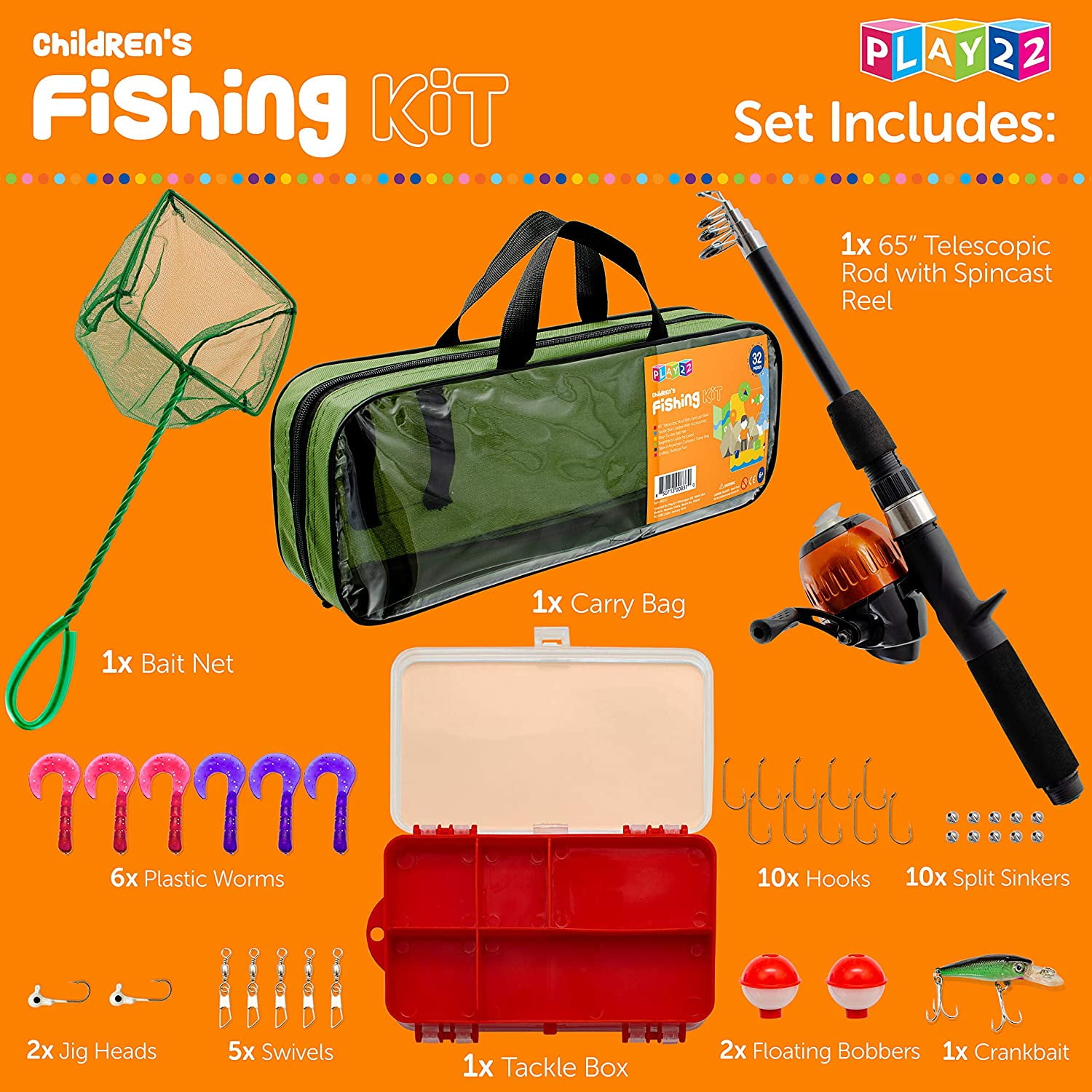 play22 fishing pole for kids 40 set kids fishing rod combos