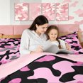 thumbnail image 4 of Manfei Minimalst Camouflage Queen Comforter Set, Vintage Camo Comforter Sets Queen, Soft Pink, Pink Reversible, 3pcs, 1 Comforter and 2 Pillowcases, 4 of 7