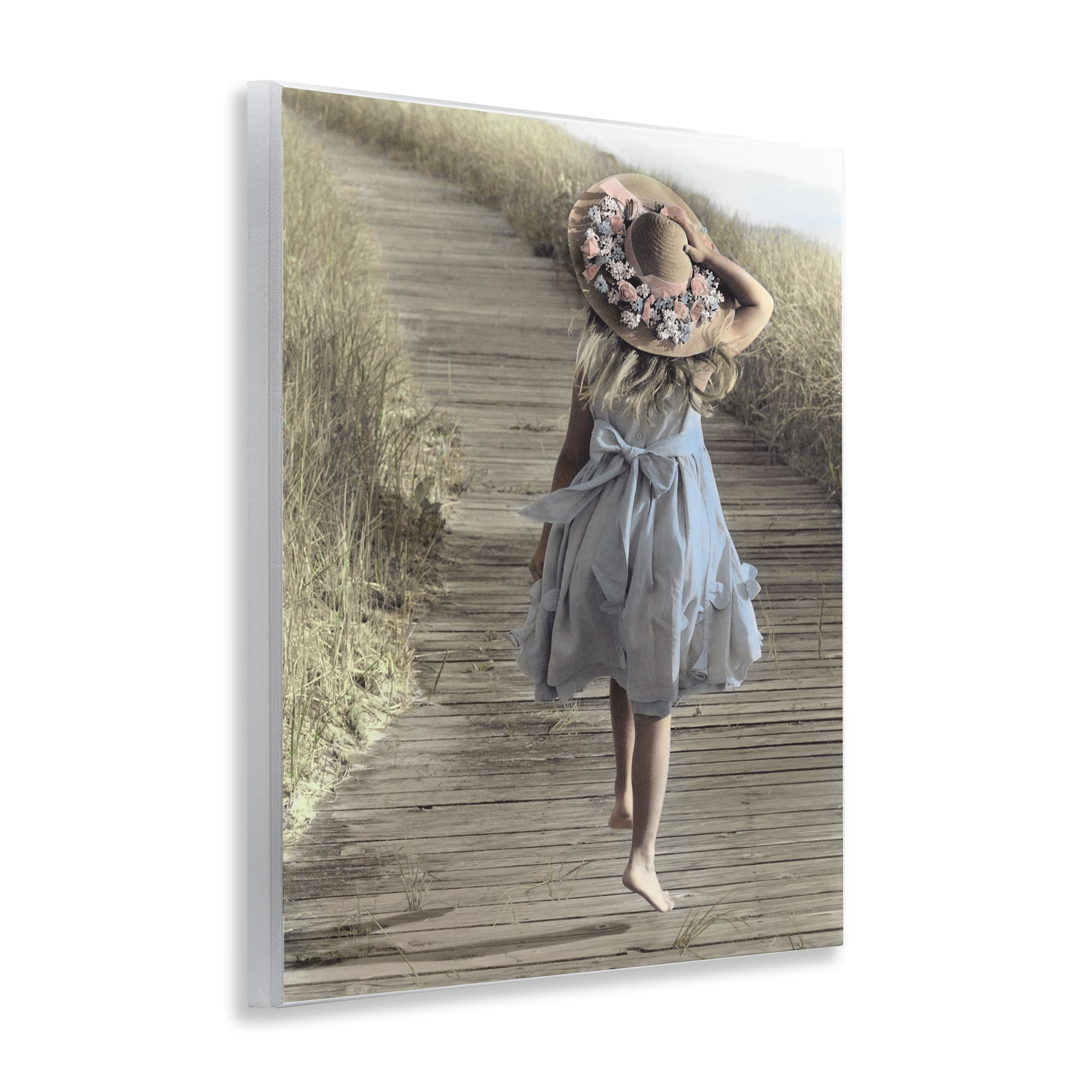 Girl With Sun Hat Walking Wall Plaque Art, 11 x 14 - By Kendra Dew