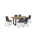 thumbnail image 1 of Distressed Oak 7 Piece Dining Set With Grey Bonded Leather Curved Chairs, 1 of 2