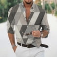 thumbnail image 2 of Camisas s Para Hombre Casual Hombres Solapa suelta Estampado geométrico Manga larga Puños Botón Puerto Estilo Floral Camisa Playa Hawaiianss Verano Top (Dark Gray, 3XL), 2 of 3