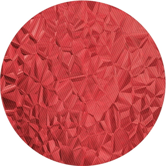 Ahgly Company Machine Washable Indoor Round Transitional Red Area Rugs, 5' Round