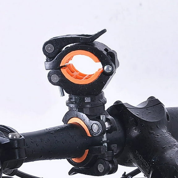 360 Degree Rotating Cycling Bike Light Double Holder LED Front Flashlight Lamp Pump Handlebar Mount Holder Bicycle Accessorie Black   Orange