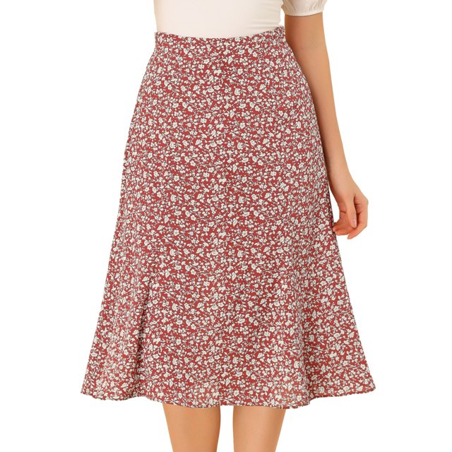 AllegK Faldasmedpiercon estampado floral y cintuelástialpamujer rojo blanco S