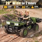 East Doll 24V Military Army-Style Ride On Dump Truck, 2 Seater 4WD 400W Electric Ride On Car, Big Kids Ride On Toy for Boys Girls 3-8 Years Old, Green