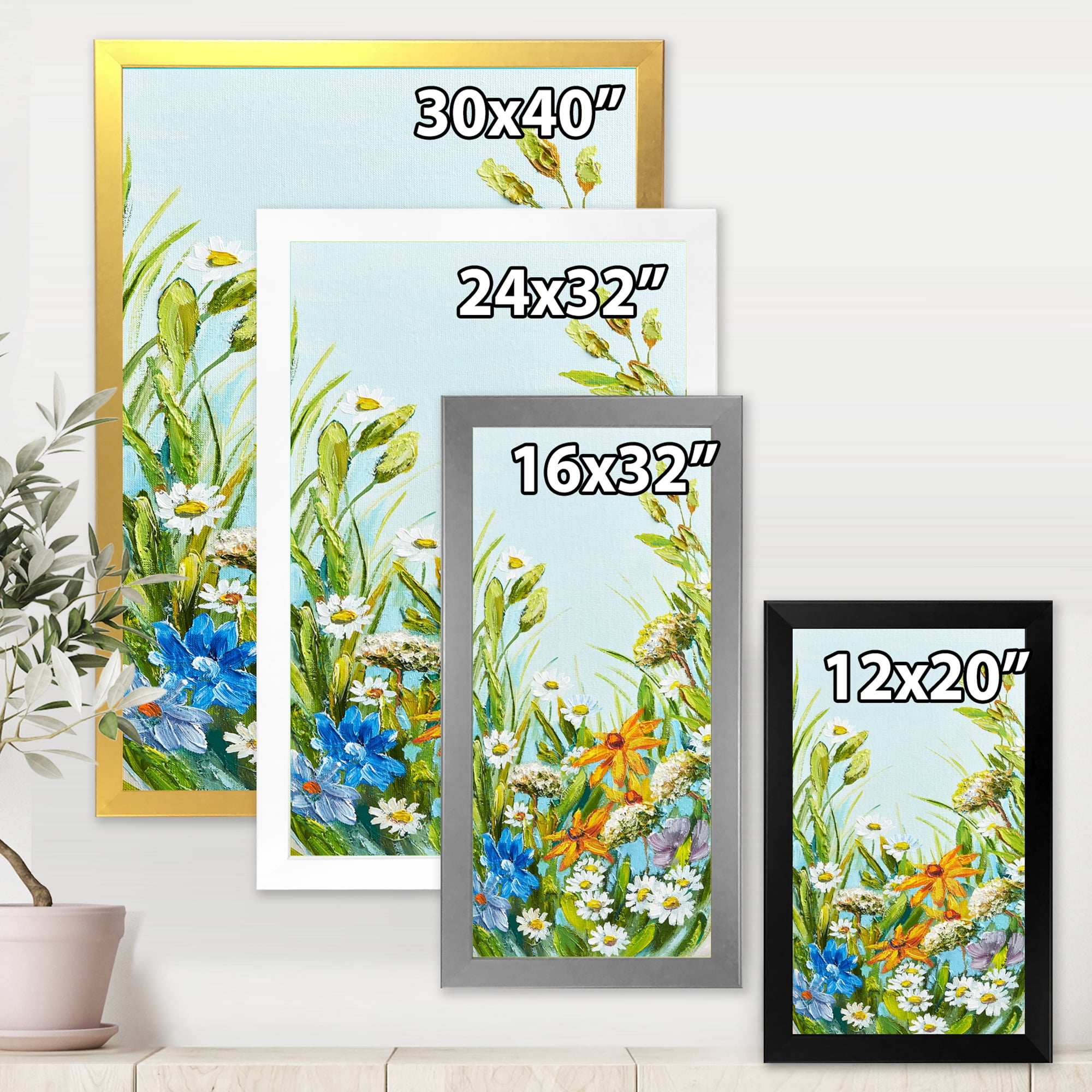 Designart 'Still Life Of Colorful Wildflowers With Leaves II' Traditional Framed Art Print