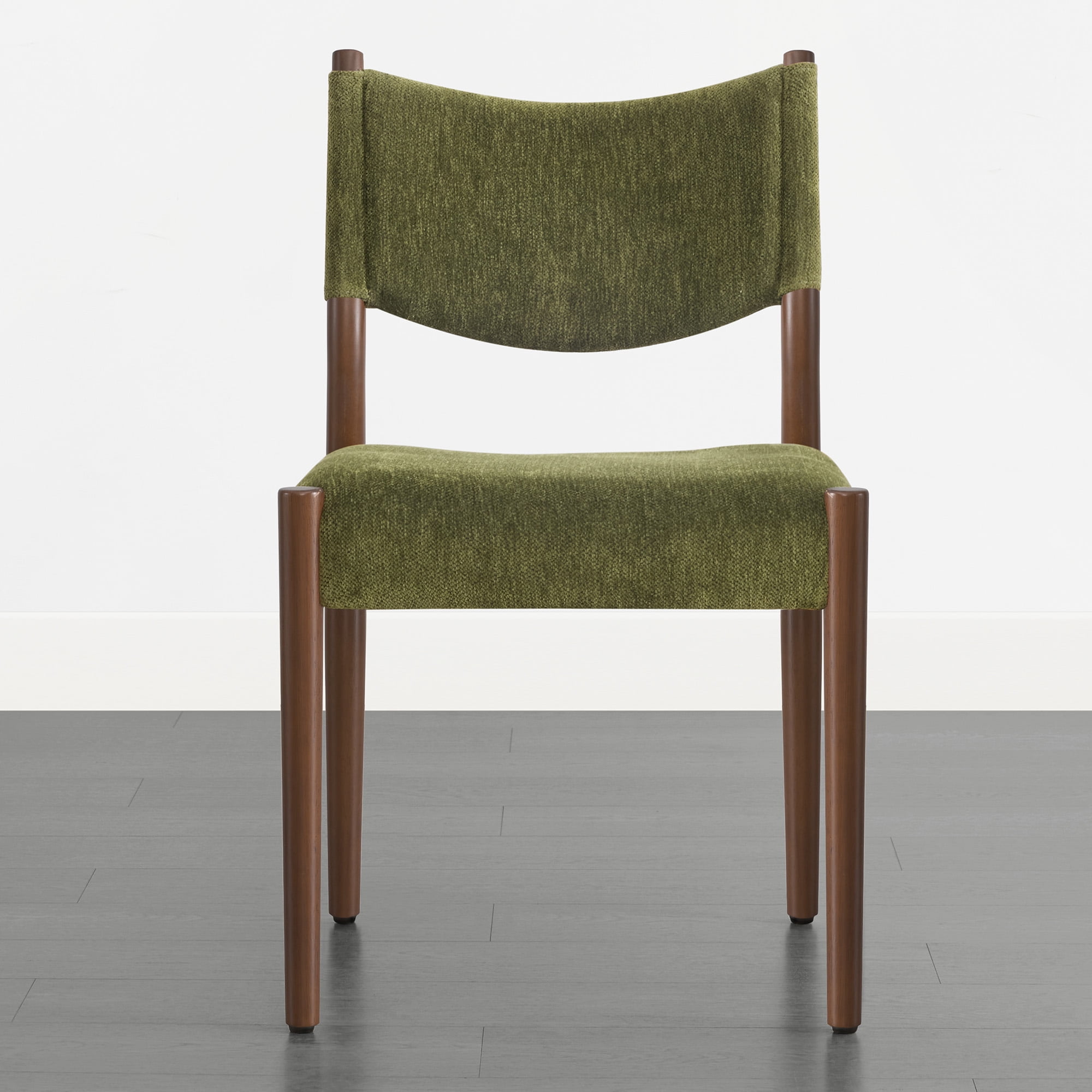 Spruce & Spring Solid Rubber Wood Dining Chairs, Spill-Resistant & Stain-Resistant Chenille Fabric, Modern Upholstered Seat with Ergonomic Back, for Kitchen Living Room, Moss Green, Set of 2