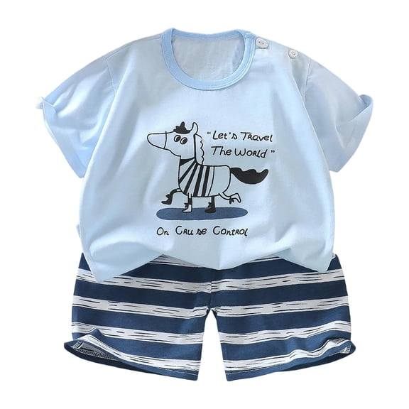 Soepste Toddler Clothes For Boys Boys 4T Clothes Toddler Baby Boy Clothes Summer Short Sleeve Print T-Shirt Tops Color Shorts Set Casual Outfit