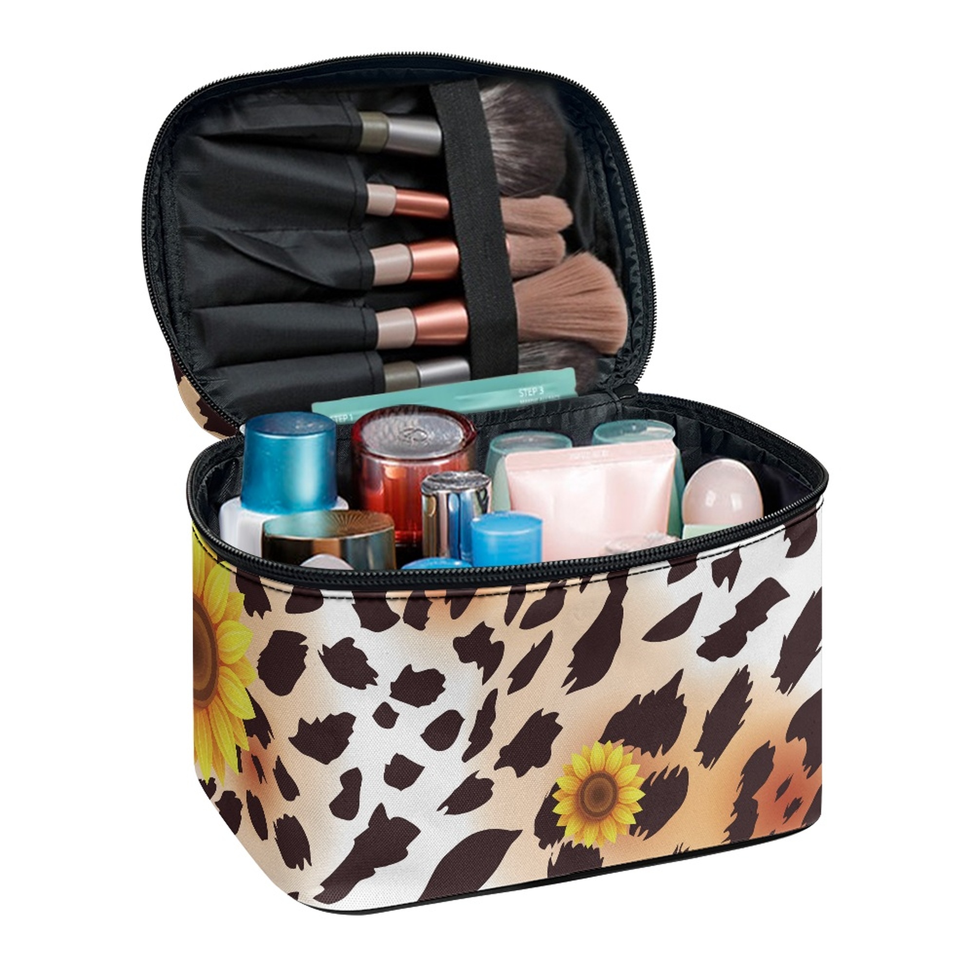 ZOCAVIA Sunflower Portable Makeup Bag for Women Girls Travel Cosmetic
