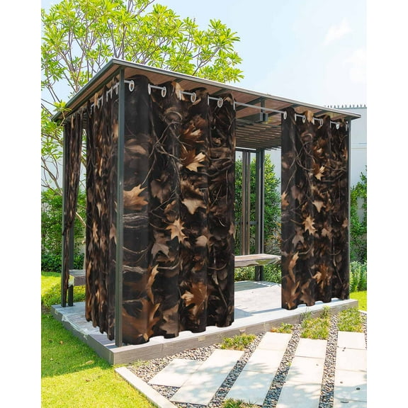 nqOlkjepod Outdoor Curtains for Patio Waterproof, Withered LeavesVintage Brown Botanical Outdoor Privacy Panels Grommet, Blackout Outside Curtains for Porch/Cabana/Pergola/Gazebo 54"x95", 2 Panels