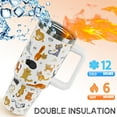 thumbnail image 3 of 40oz Cat Tumbler with Handle and Straw - Insulated Stainless Steel Travel Mug, Cute Funny Cat Design Water Bottle - Gift for Cat Lovers, 3 of 6
